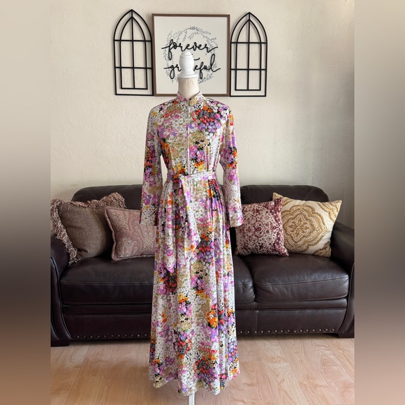 Christian Dior Loungewear Vintage Floral Print Dressing House Coat / Dress Sz M - Picture 7 of 14